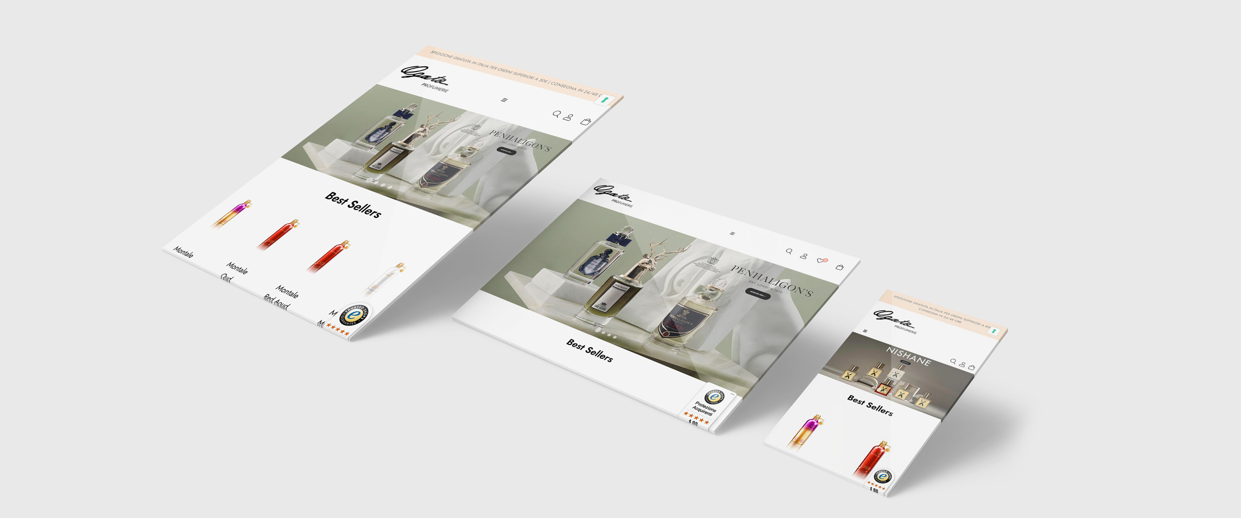 grafica responsive su più dispositivi del sito agataprofumerie: ambito gestione e-commerce profumerie