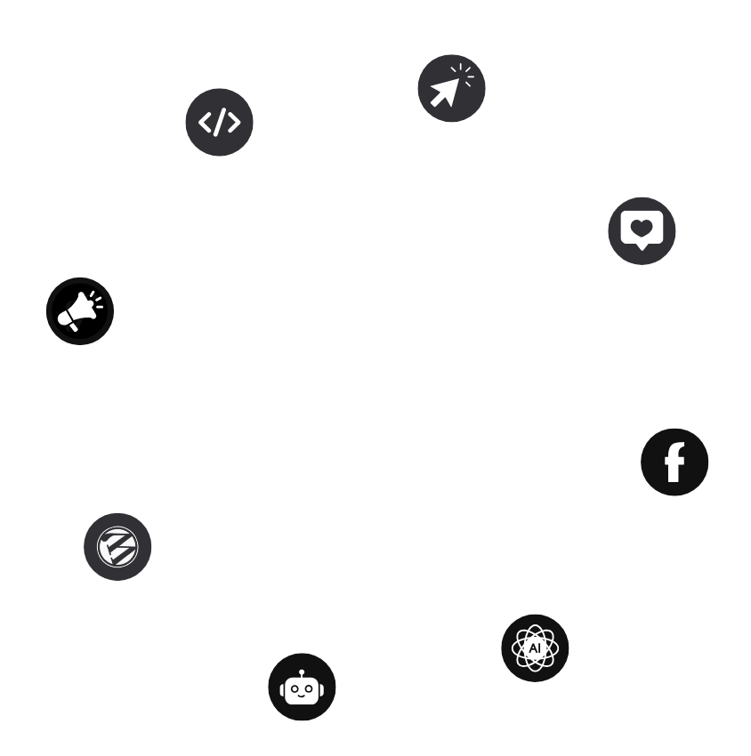 icone social e di intelligenza artificiale