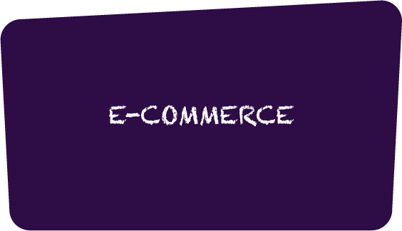 icona viola con scritta: realizzazione di siti e-commerce
