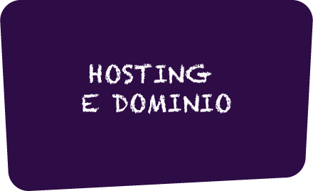 icona viola con scritta: gestione hosting e domini professionali