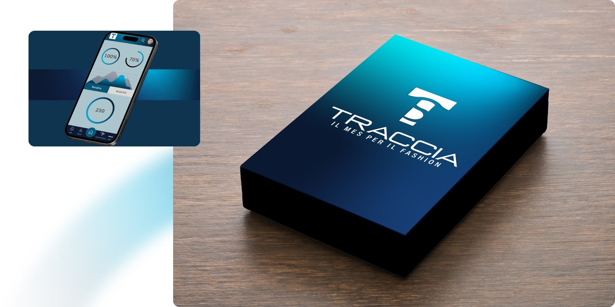 confezione con la grafica dedicata al software Traccia