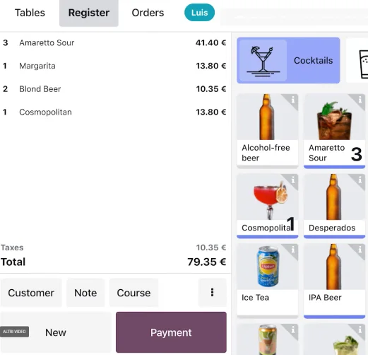 Interfaccia touch del gestionale Odoo interattivo e facile da utilizzare